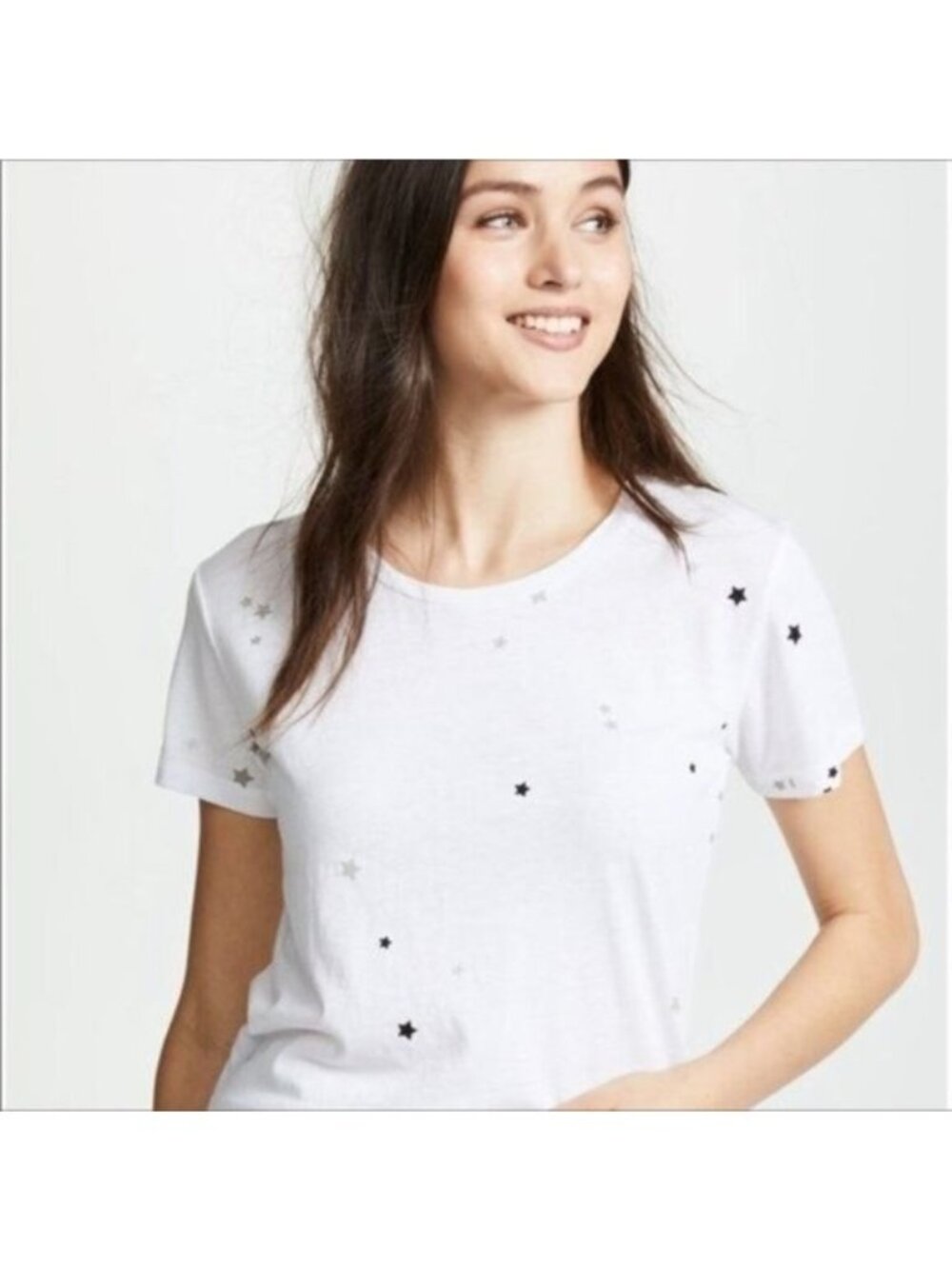 Chaser White Star Print Short Sleeve T-Shirt Sheer Lightweight